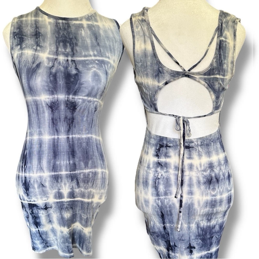 Unique Vizio Rayon Tie-Dye Sleeveless Dress with Open Back Cutouts Size Medium